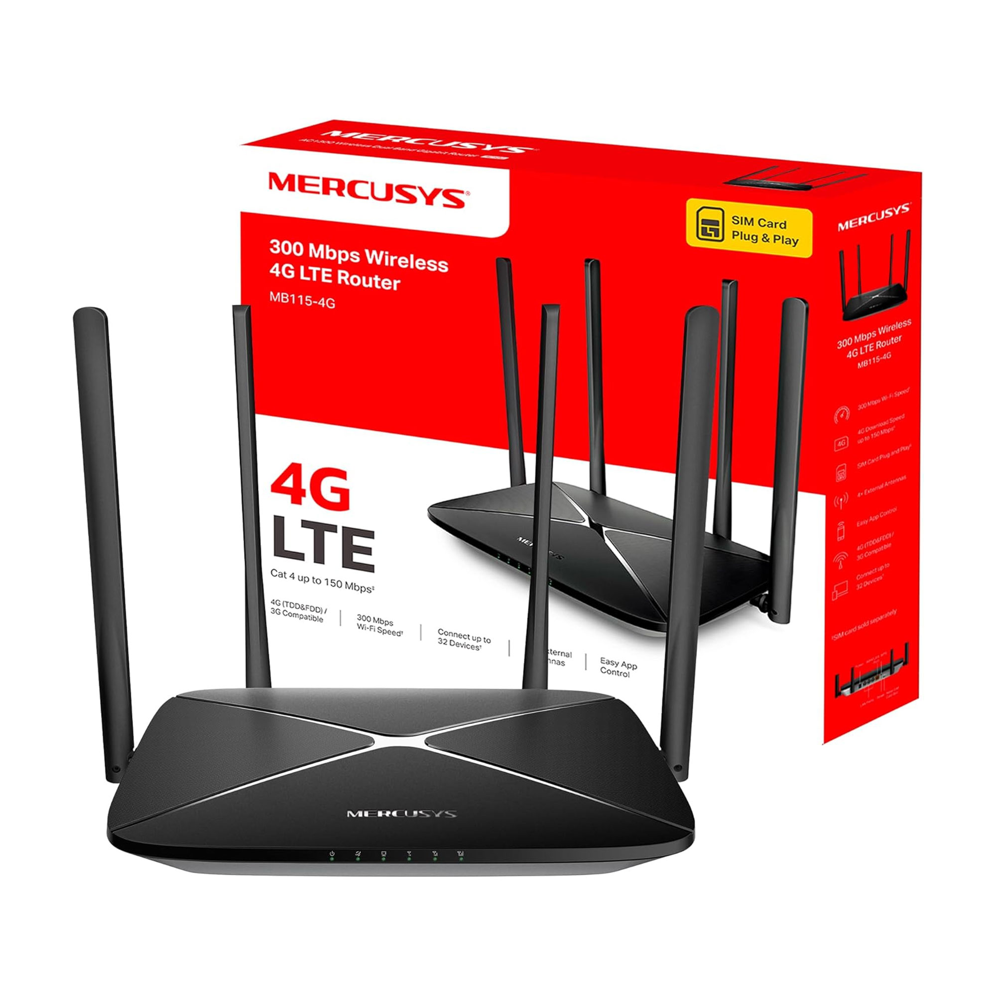 راوتر واى فاى خارق أربعة أنتنا + مدخل شريحة تشغيل سهل - الصورة 4