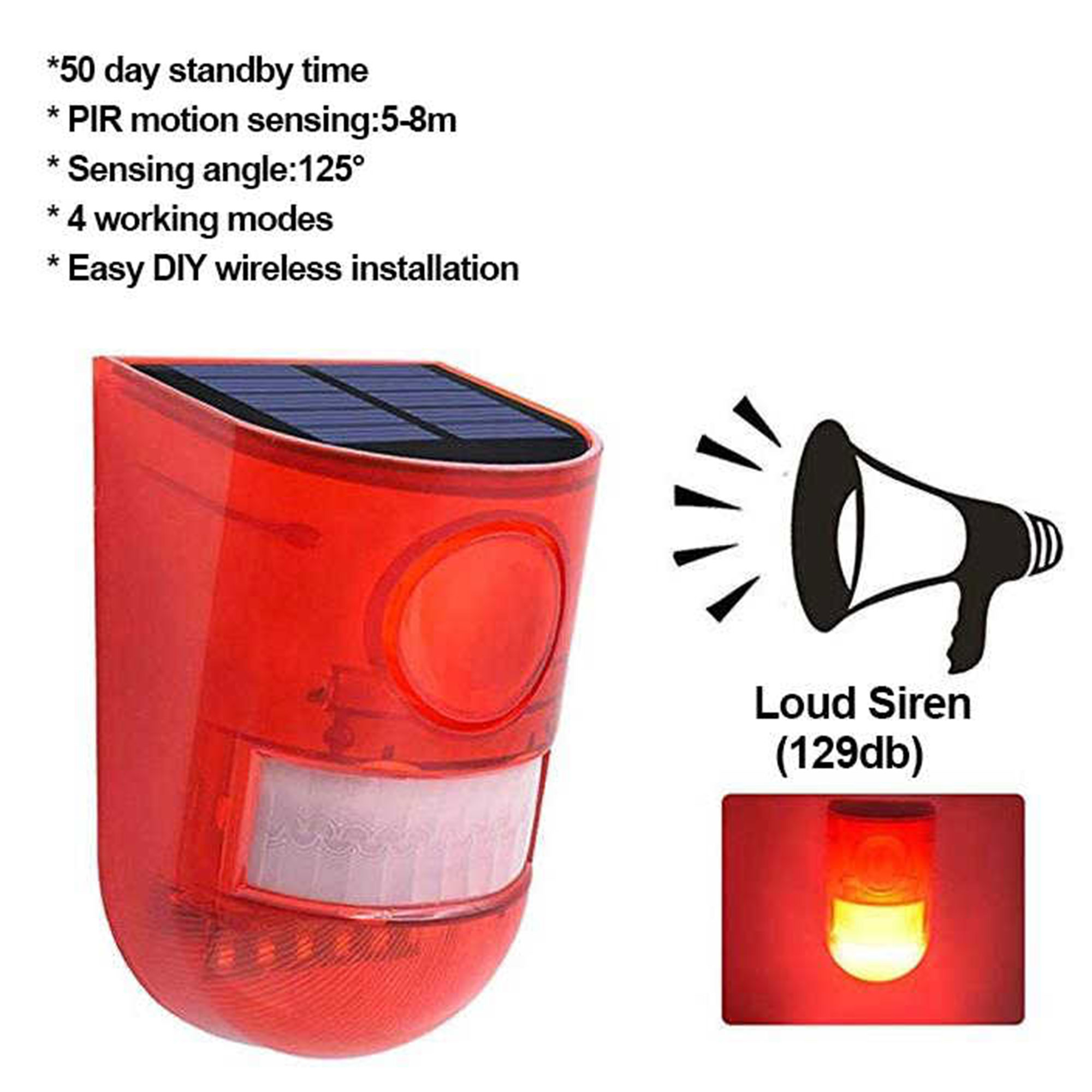 • جهاز إنذار حركة يعمل بالطاقة الشمسية لحماية المنزل والعمل - الصورة 2