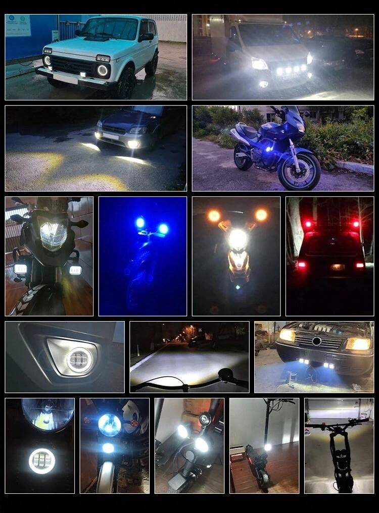 • عرض قطعتين ليد البومة 2 عدسة للسيارة والموتوسيكل شفاف - الصورة 3