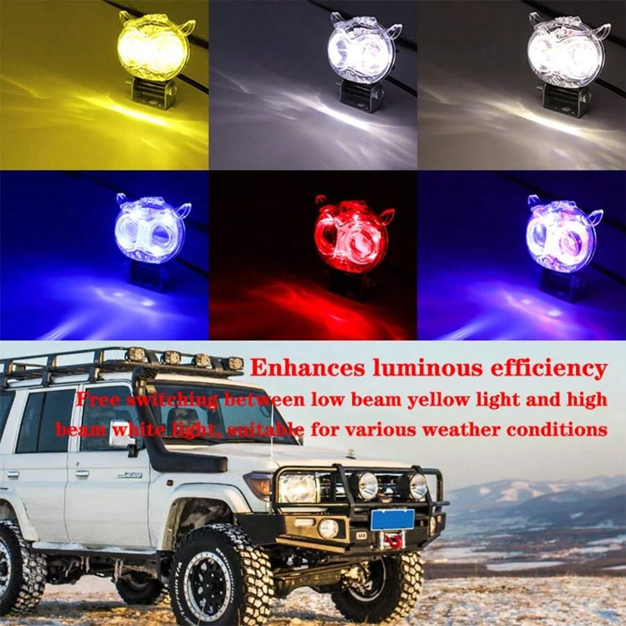 • عرض قطعتين ليد البومة 2 عدسة للسيارة والموتوسيكل شفاف - الصورة 9