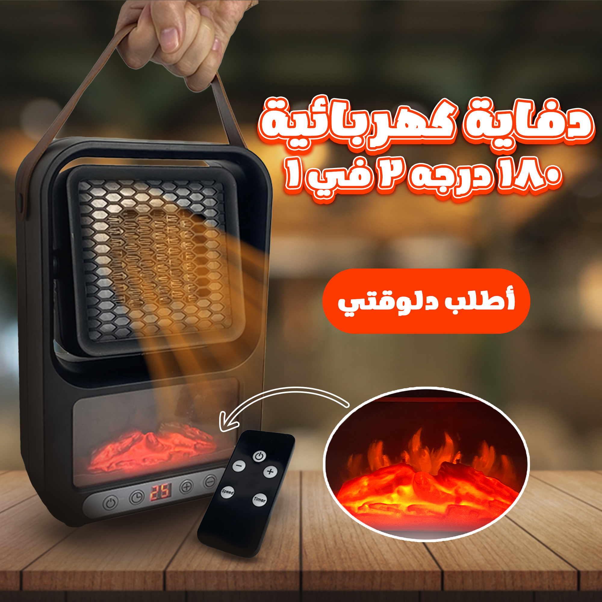 • دفاية كهربائية 180 درجه 2 في 1 - الصورة 4